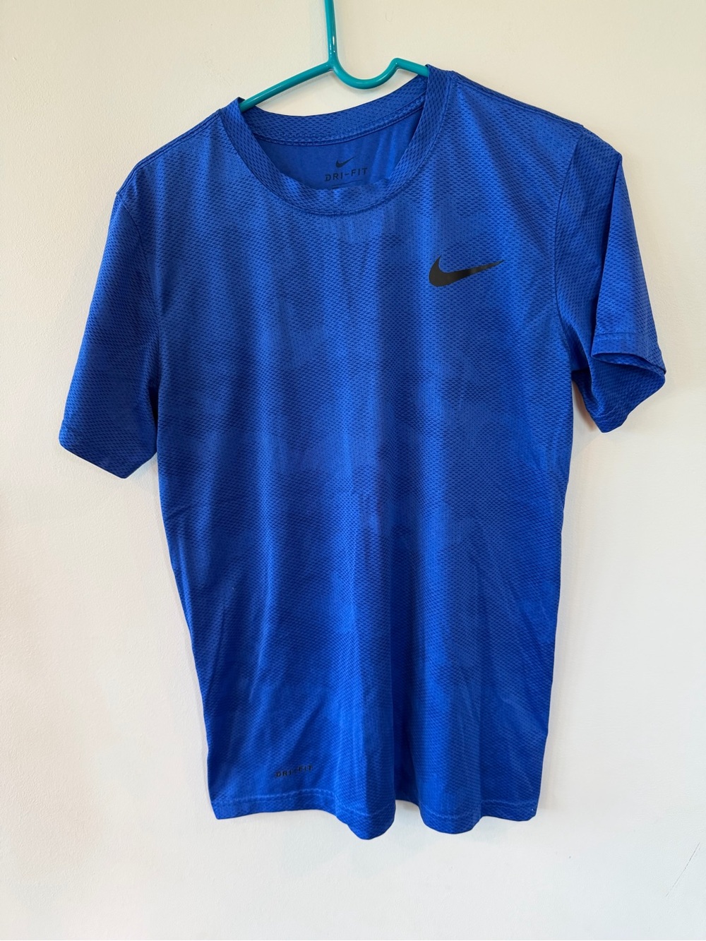 Nike Short Sleeve Athletic Tee in Blue with Black Swoosh